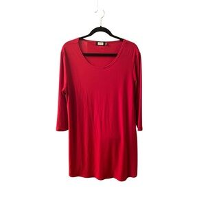🇨🇦 Sympli Red Tunic with 3/4 sleeves and side slits Size 16